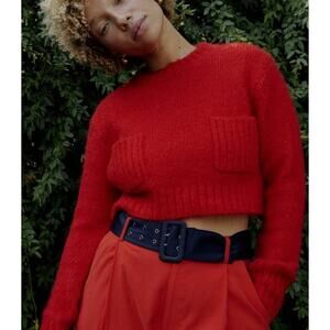 ZARA Soft Knit Cropped Sweater Patch Pockets